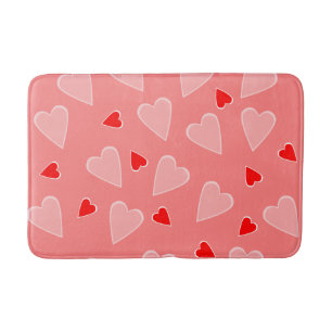 Red & pink hearts bath mat