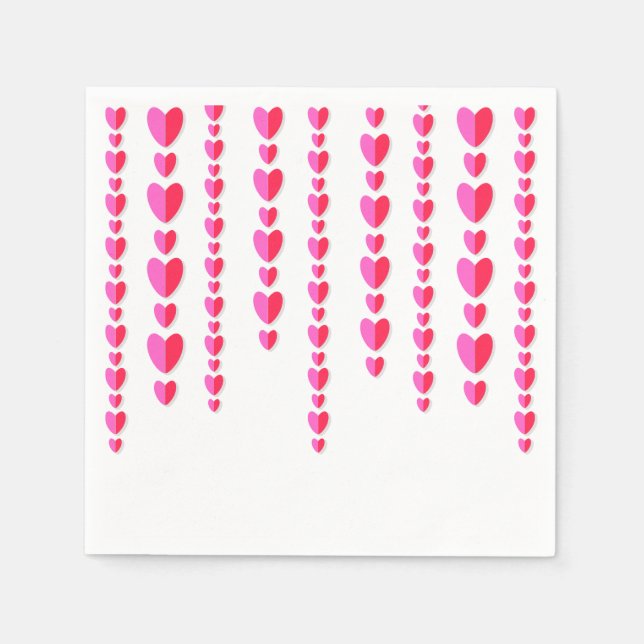 Red & Pink Hearts Cute Valentine's  Napkin (Front)