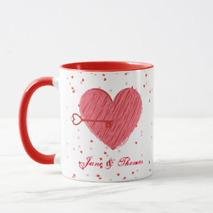 Red Pink Hearts Elegant Modern Cute Valentines Day Mug