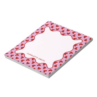 Red Pink Hearts Pattern Valentine Gift Notepad