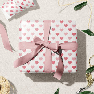 Red + Pink Hearts Pattern Valentine's Day Wrapping Paper