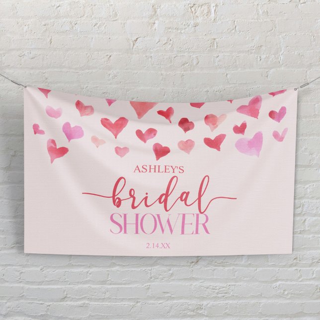 Red Pink Hearts Valentine Bridal Shower Party Banner (Creator Uploaded)