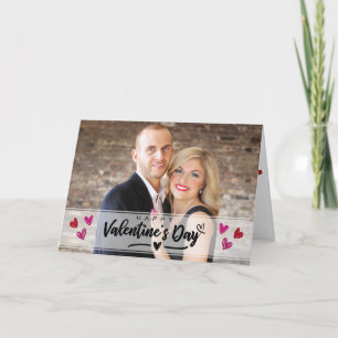 Red Pink Hearts Valentine's Day Photo Scribbled Card