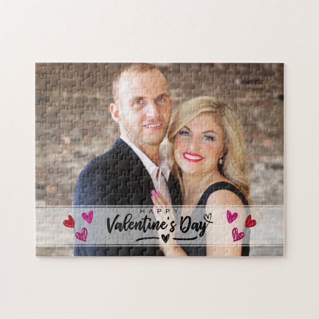 Red Pink Hearts Valentine's Day Photo Scribbled Jigsaw Puzzle (Horizontal)