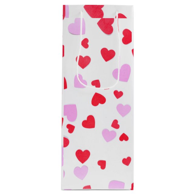 Red Pink Hearts Wine Gift Bag (Front)