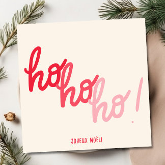 Red Pink Hohoho Joyeux Noel Script Christmas Card