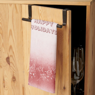 Red Pink Holiday Kitchen Towel