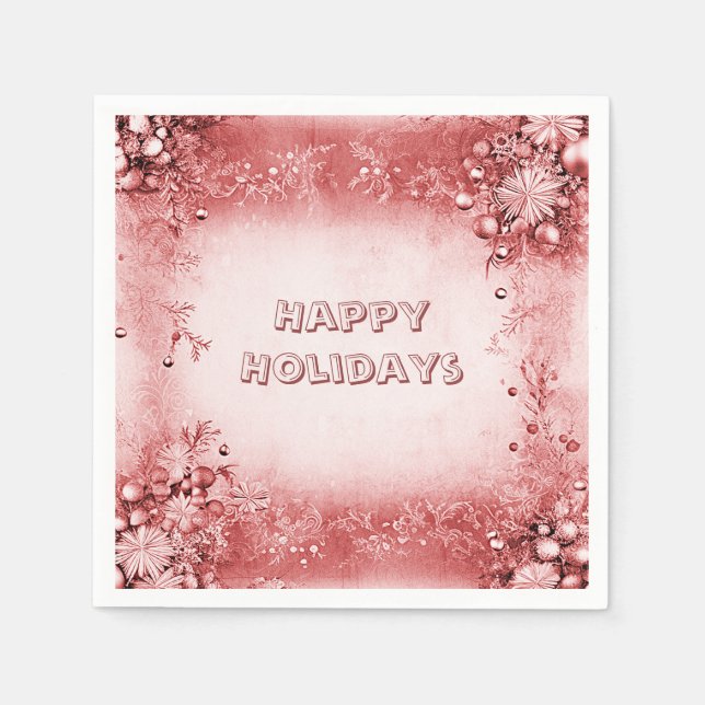 Red Pink Holiday Paper Napkin (Front)