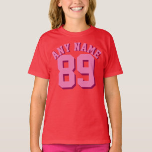 Red & Pink Kids Sports Jersey Design T-Shirt