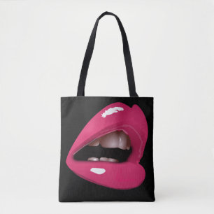 RED PINK LIPS MOUTH TOTES PURSE