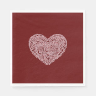 Red Pink Love Heart Napkin