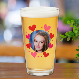 Red Pink Love Hearts Custom Photo Personalized Glass