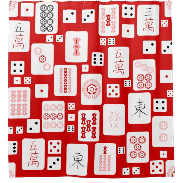red pink mahjong chinese tiles game asian (Front)