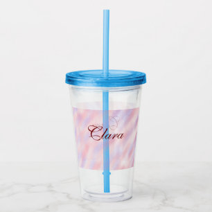 Red pink maroon watercolor abstract add namepastel acrylic tumbler