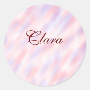 Red pink maroon watercolor abstract add namepastel classic round sticker