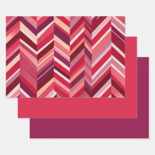 Red Pink Mauve Chevron Wrapping Paper Sheet