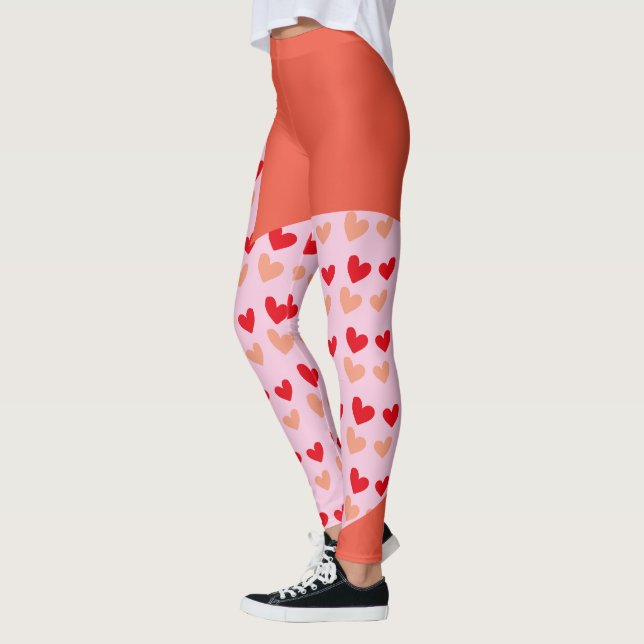 red pink mini hearts leggings (Left)