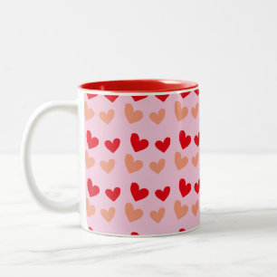 red pink mini hearts mugs & cups