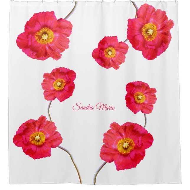 Red Pink Modern Poppies Poppy Flower White  (Front)