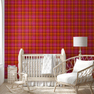Red Pink Orange Plaid Tartan Design Wallpaper