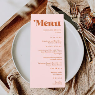 Red Pink Orange Retro Wedding Menu
