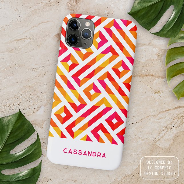 Red Pink Orange Yellow Midcentury Art Pattern iPhone Case (Creator Uploaded)