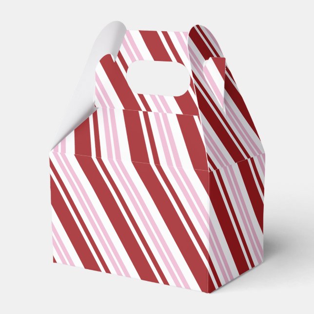 Red & Pink Peppermint Stripe Favor Box (Front Side)