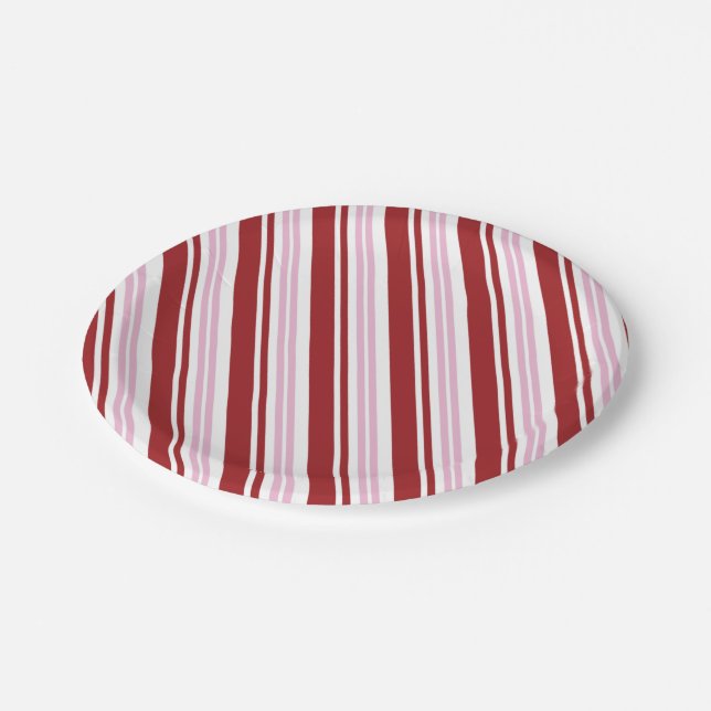 Red & Pink Peppermint Stripe Paper Plate (Angled)