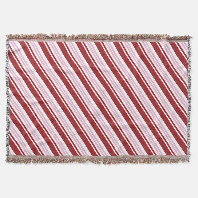 Red & Pink Peppermint Stripe Throw Blanket (Front)