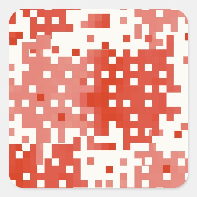 Red & Pink Pixel Pattern Square Sticker (Front)