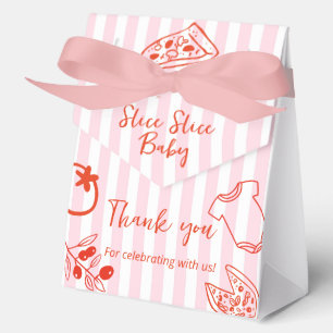 Red & Pink Pizza Baby Shower Thank you Favor Box