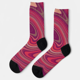 Red Pink Purple Swirl Art Crazy Socks