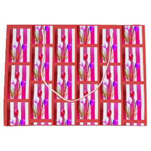 RED, PINK & PURPLE TULIPS LARGE GIFT BAG