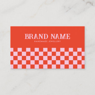 Red Pink Retro Bold Groovy Trendy Jewellery Brand Business Card