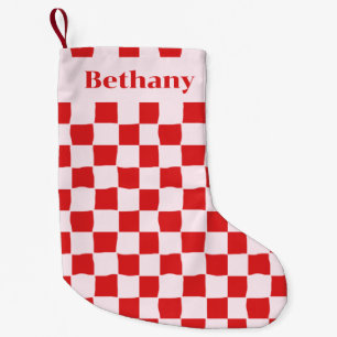 Red Pink Retro Groovy  Small Christmas Stocking