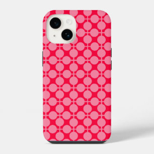 Red pink retro monochrome polka dot pattern  iPhone 14 case