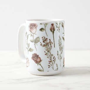 Red Pink Rose Floral Coffee Mug