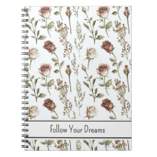 Red Pink Rose Floral Notebook