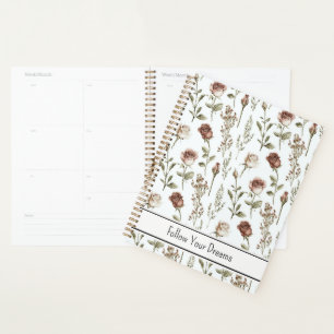 Red Pink Rose Floral Planner