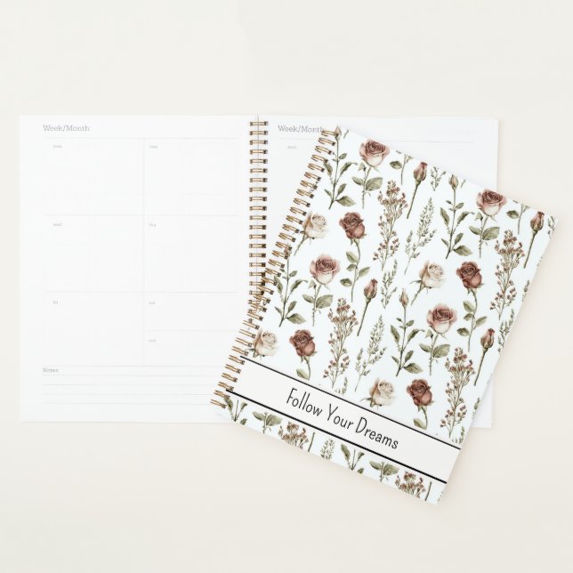 Red Pink Rose Floral   Planner (Display)