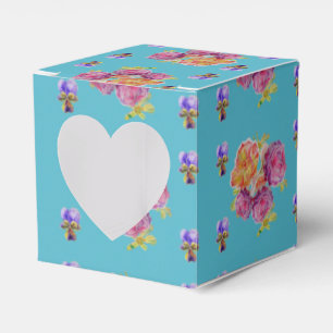 Red Pink Rose Shabby Chic Teal Aqua Floral Favour Favor Box