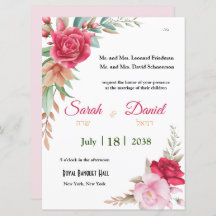 Red Pink Roses Floral Elegant Jewish Wedding