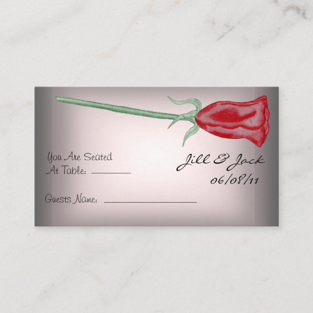 Red & Pink Roses Seating Cards (Front)