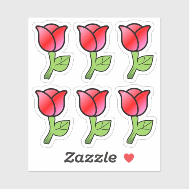 Red Pink Roses Stickers (Sheet)