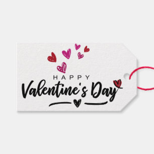 Red Pink Scribbled Hearts Valentine's Day Script Gift Tags