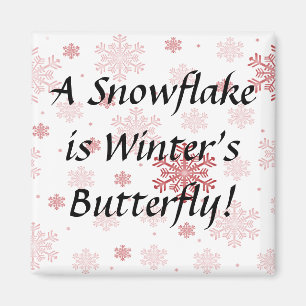 Red/Pink Snowflakes Customizable Winter Magnet