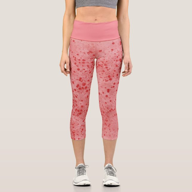 Red & Pink Splatter Capris Leggings (Front)