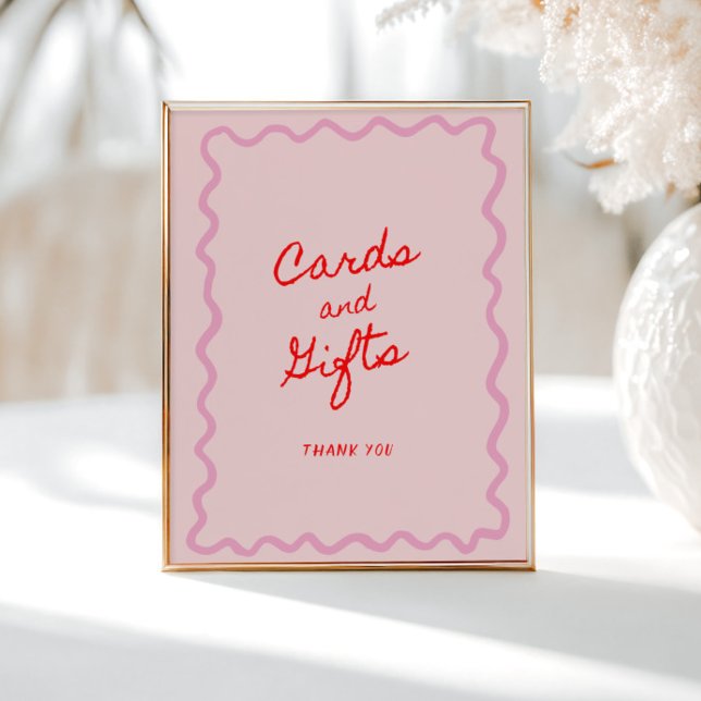 Red Pink Squiggle Frame Cards and Gifts Poster (Creator Uploaded)