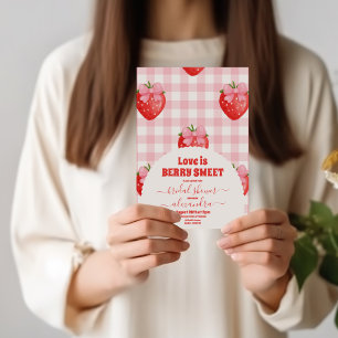 Red Pink Strawberry Berry Bridal Shower  Invitation