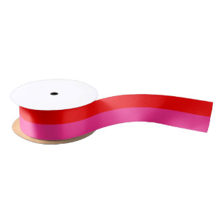 Red & Pink Stripe Colorblock Ribbon Satin Ribbon